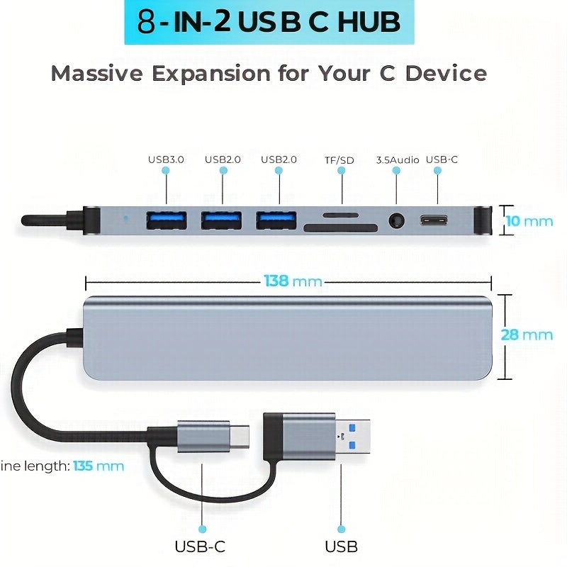 8-Port USB Hub with Dual Connectivity