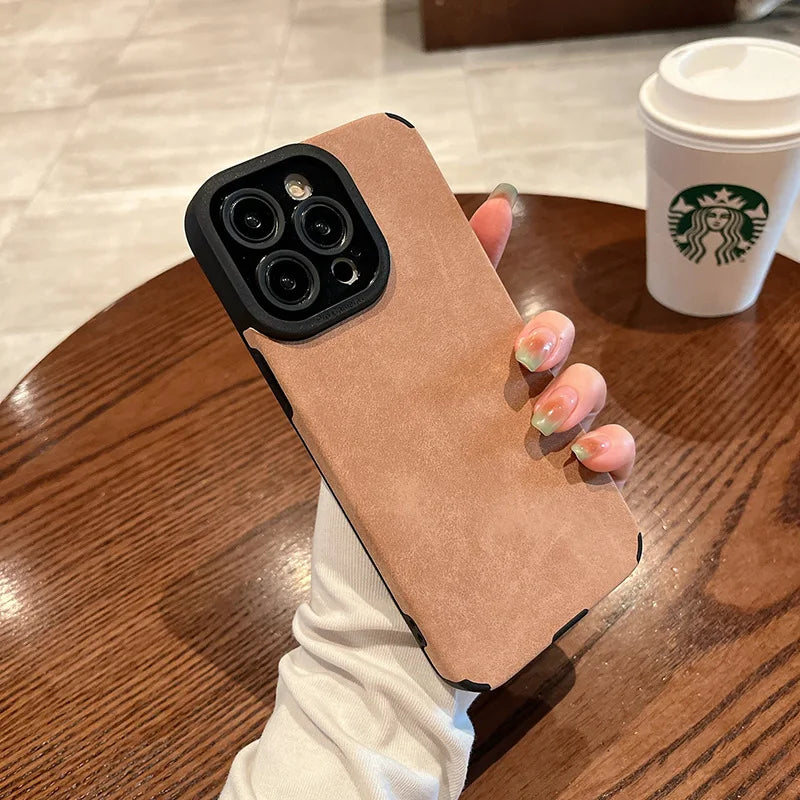 Matte Leather Silicone Shockproof Cases