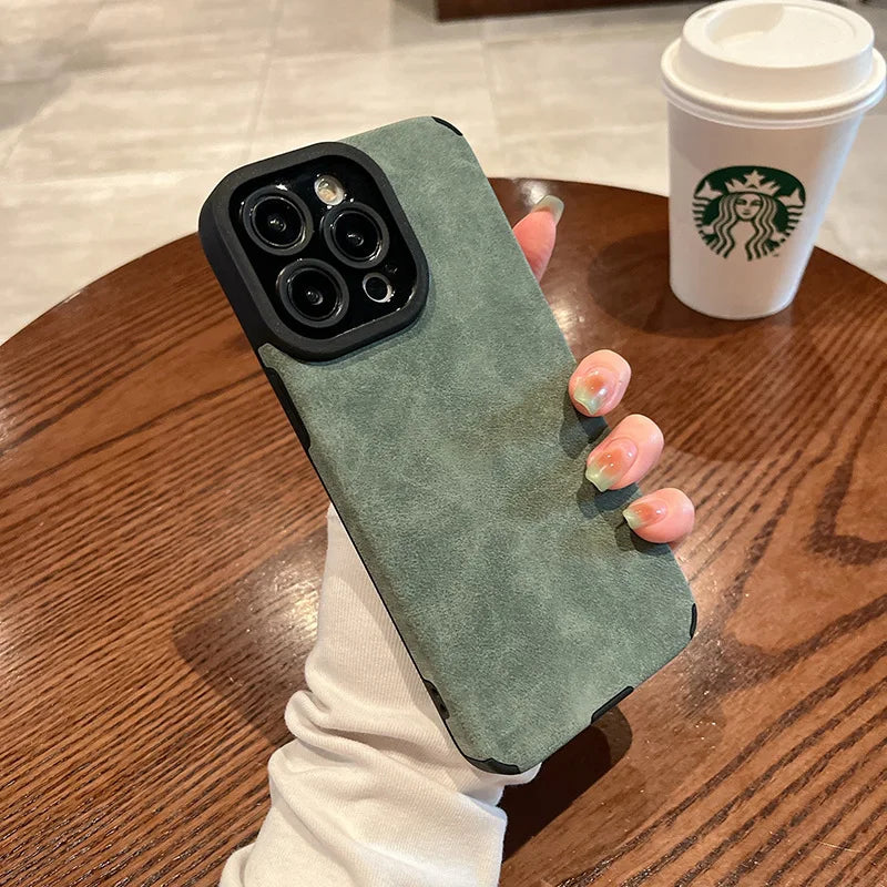 Matte Leather Silicone Shockproof Cases