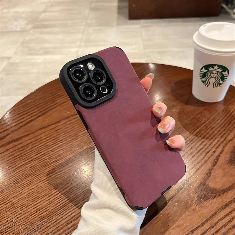 Matte Leather Silicone Shockproof Cases