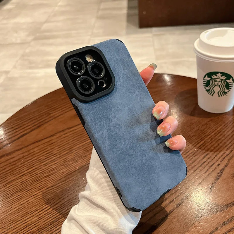 Matte Leather Silicone Shockproof Cases