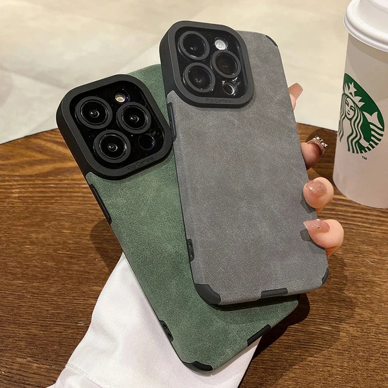 Matte Leather Silicone Shockproof Cases