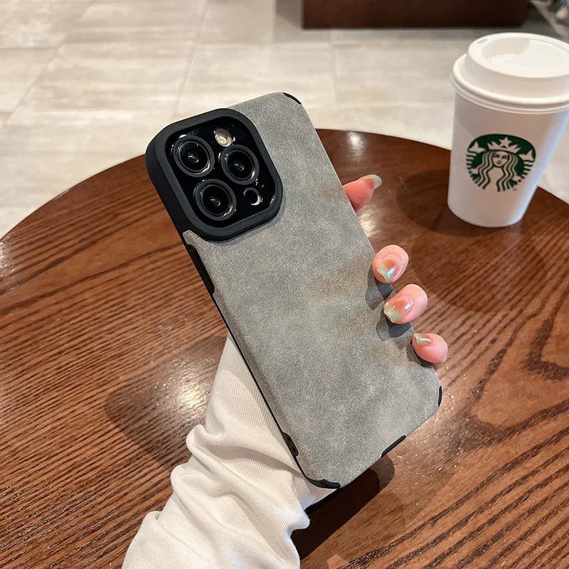 Matte Leather Silicone Shockproof Cases